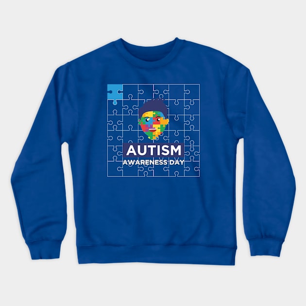 Autism Awareness Day - Go Blue for Autism Crewneck Sweatshirt by Peter the T-Shirt Dude